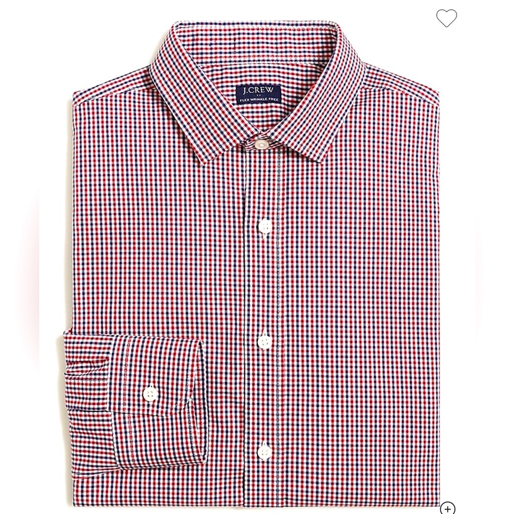 J.Crew Thompson Slim Fit Red White Check Dress Shirt Men’s L 16-16.5